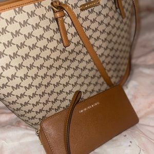 Michael Kors monogrammed tote & matching wallet